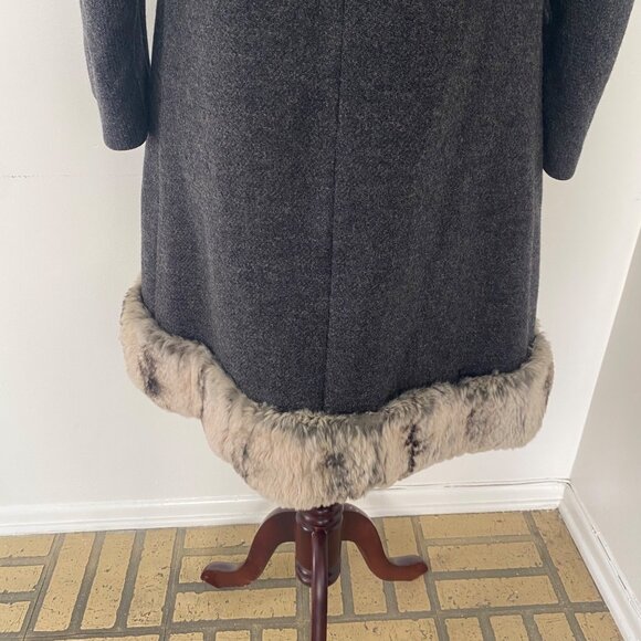 Vintage Lilli Ann Fur Trim Coat Jacket Gray 60s - Picture 9 of 15